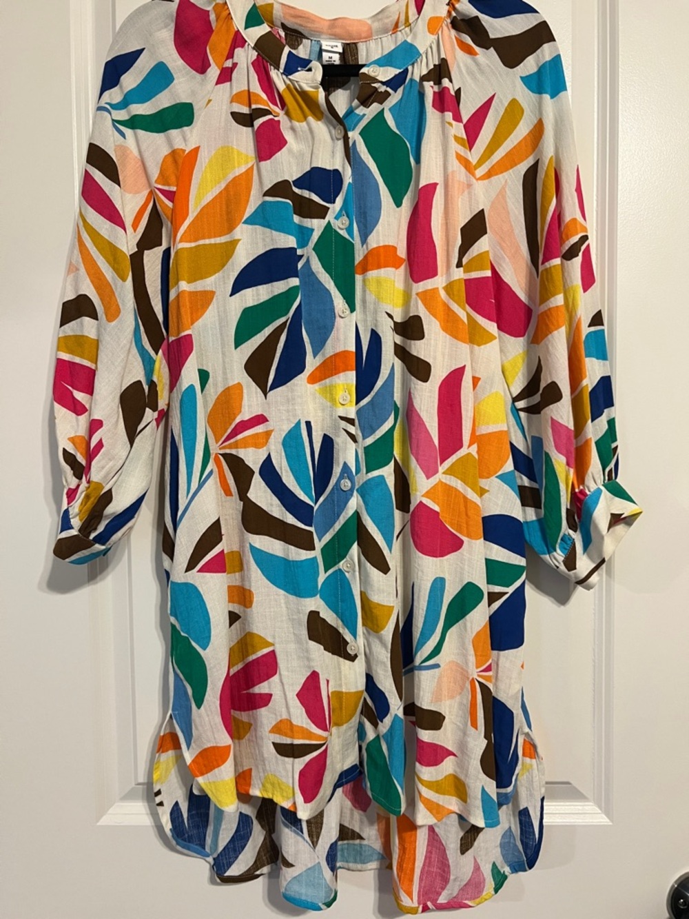 Women’s Midi Dress — Multicolor Leaf Print